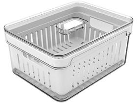 Organizador de Geladeira Clear Fresh Natural Com Cesto Escorredor Travas e Válvula Ou