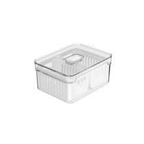 Organizador De Geladeira Com Cesto Duplo Clear Fresh Ou 2,2 Litros Cor:natural