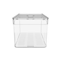 Organizador De Geladeira Com Tampa Clear Fresh 30x15x13cm Natural