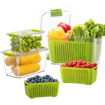 Organizador de geladeira Fresh Container LUXEAR Produce Saver, pacote com 3 unidades
