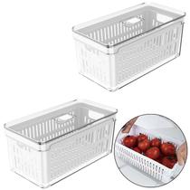 Organizador De Geladeira OU Salada Frutas Verdura Cesto Escorredor Clear Fresh 5L Kit c/2