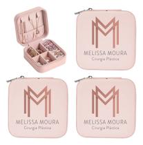 Organizador de Joias para Viagem com Zíper Personalização com Logo Estojo 10x10x5 cm para Anéis,