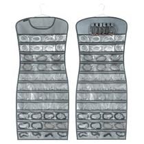 Organizador de joias suspenso ANZORG, dupla face, 84 bolsos, cinza Organizador de joias suspenso ANZORG, dupla face, 84 bolsos, cinza