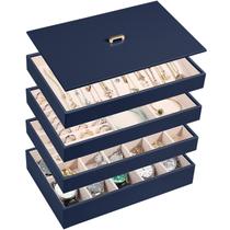 Organizador de joias Voova empilhável em couro PU 28x18x16 cm Organizador de joias Voova empilhável em couro PU 28x18x16 cm