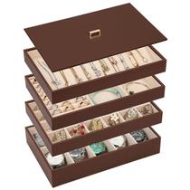 Organizador de joias Voova empilhável em couro PU 28x18x16 cm Organizador de joias Voova empilhável em couro PU 28x18x16 cm