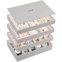Organizador de joias Voova empilhável em couro PU 28x18x16cm Organizador de joias Voova empilhável em couro PU 28x18x16cm