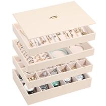 Organizador de joias Voova empilhável em couro PU 28x18x16cm Organizador de joias Voova empilhável em couro PU 28x18x16cm