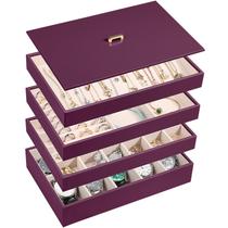 Organizador de joias Voova empilhável em couro PU 28x18x16cm Organizador de joias Voova empilhável em couro PU 28x18x16cm