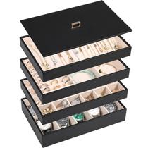 Organizador de joias Voova Stackable PU Leather Set 4 Organizador de joias Voova Stackable PU Leather Set 4