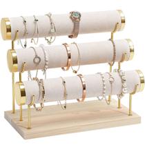 Organizador de Joyas ProCase con Base de Madera y Terciopelo de 3 Niveles Organizador de Joyas ProCase con Base de Madera y Terciopelo de 3 Niveles