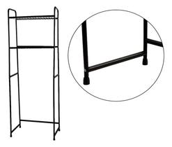 Organizador de Lavanderia Com 2 Prateleiras Preto em Aço Organizador de Lavanderia Com 2 Prateleiras Preto em Aço