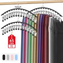 Organizador de legging Besslly, pacote com 3 e 15 clipes para armário preto