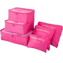 Organizador De Mala 6 Pçs Necessaire Viagem Bolsa Saco Cor:Pink