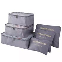 Organizador de Mala de Bagagem Viagem Kit 6 Peças Bolsa Cor:Cinza