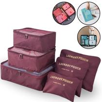 Organizador de mala de viagem Unissex Kit 6 peças necessaire para bagagem