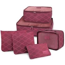 Organizador de Malas 6 pçs Viagem Necessaire Vermelho Listra Organizador de Malas 6 pçs Viagem Necessaire Vermelho Listra