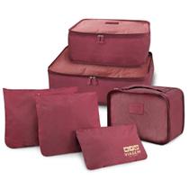 Organizador de Malas com 6 Peças Viagem Necessaire Vermelho Organizador de Malas com 6 Peças Viagem Necessaire Vermelho
