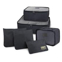Organizador de Malas de 6 Peças Estampa Lisa Jacki Design Preto