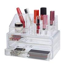 Organizador de maquiagem 16 divisorias acrilico cosmeticos e pinceis com 3 gavetas caixa kangur