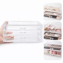 Organizador de maquiagem acrílico 3 gavetas porta cosméticos joias batons divisórias luxo Organizador de maquiagem acrílico 3 gavetas porta cosméticos joias batons divisórias luxo
