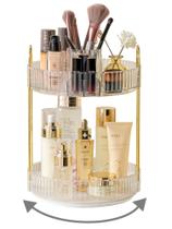 Organizador de maquiagem Asayuee 360 Rotating 2 níveis de grande capacidade