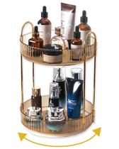 Organizador de maquiagem Asayuee 360 Rotating 2 Tier Gold ABS Organizador de maquiagem Asayuee 360 Rotating 2 Tier Gold ABS