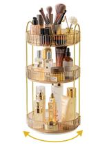 Organizador de maquiagem Asayuee 360 Rotating 3 Tier Gold ABS Organizador de maquiagem Asayuee 360 Rotating 3 Tier Gold ABS