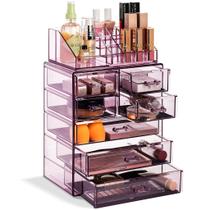 Organizador de maquiagem cosmética Sorbus Clear com 3 gavetas grandes e 4 pequenas Organizador de maquiagem cosmética Sorbus Clear com 3 gavetas grandes e 4 pequenas