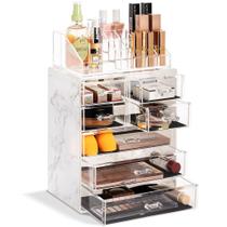 Organizador de maquiagem cosmética Sorbus Clear com 3 gavetas grandes e 4 pequenas Organizador de maquiagem cosmética Sorbus Clear com 3 gavetas grandes e 4 pequenas