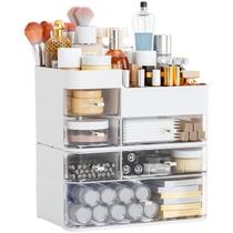Organizador de maquiagem Cq acrílico branco com 6 gavetas de grande capacidade Organizador de maquiagem Cq acrílico branco com 6 gavetas de grande capacidade