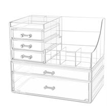 Organizador de maquiagem Cq acrílico transparente com gavetas empilháveis Organizador de maquiagem Cq acrílico transparente com gavetas empilháveis