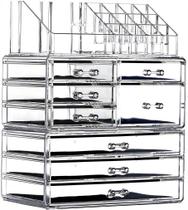 Organizador de maquiagem Cq acrylic Clear com 8 gavetas, conjunto de 3