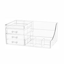 Organizador de maquiagem Cq, bancada em acrílico transparente com 3 gavetas Organizador de maquiagem Cq, bancada em acrílico transparente com 3 gavetas