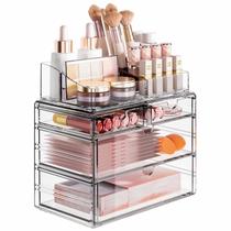 Organizador de maquiagem Delamu de 4 camadas transparente com gaveta de acrílico Organizador de maquiagem Delamu de 4 camadas transparente com gaveta de acrílico