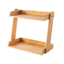 Organizador de maquiagem e bancada GOBAM Bamboo 2 camadas grandes Organizador de maquiagem e bancada GOBAM Bamboo 2 camadas grandes