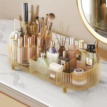 Organizador de Maquiagem Giratório Crystal Amber - Grande Capacidade para Maquiagem, Pincéis, Batons e Produtos para Pele