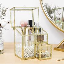 Organizador de maquiagem HKS Gold Glass Brush Holder 15x11x20cm