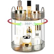 Organizador de maquiagem Niluks 360 Rotating 2 Tier Lazy Susan Grey