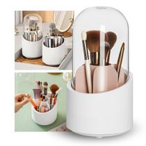 Organizador De Maquiagem Pincel Giratório 360 com Tampa de Acrílico Porta Make Cosméticos Organizador De Maquiagem Pincel Giratório 360 com Tampa de Acrílico Porta Make Cosméticos