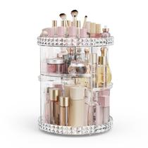 Organizador de maquiagem Rosoenvi Rotating 360 Spinning Clear Organizador de maquiagem Rosoenvi Rotating 360 Spinning Clear