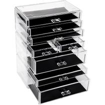 Organizador de maquiagem Sea Team de 3 camadas empilhável com 8 gavetas Organizador de maquiagem Sea Team de 3 camadas empilhável com 8 gavetas