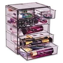 Organizador de maquiagem Sorbus Acrylic 3, grande, 4 gavetas pequenas, transparente Organizador de maquiagem Sorbus Acrylic 3, grande, 4 gavetas pequenas, transparente