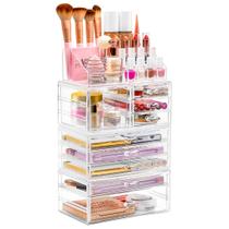Organizador de maquiagem Sorbus Large Clear com conjunto de 4 peças Organizador de maquiagem Sorbus Large Clear com conjunto de 4 peças