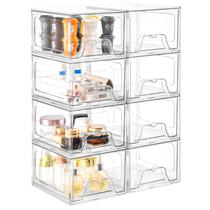 Organizador de maquiagem Stebopum empilhável, pacote com 8 gavetas transparentes Organizador de maquiagem Stebopum empilhável, pacote com 8 gavetas transparentes