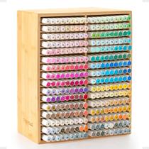 Organizador de marcadores de bambu Caddy TIKSPCAE para 288 canetas Organizador de marcadores de bambu Caddy TIKSPCAE para 288 canetas