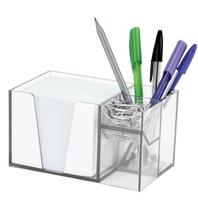 Organizador de mesa Acrimet cristal c/ papel lembrete branco