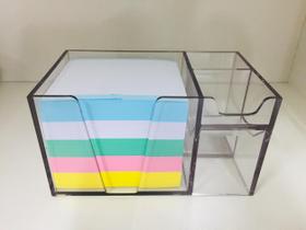Organizador de mesa Acrimet cristal com papel lembrete color