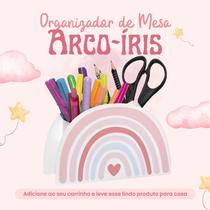 Organizador De Mesa Arco Iris Multiuso Porta Treco Colorido Porta Lápis Canetas E Acessórios Arco Íris