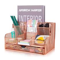 Organizador de mesa Barelove Rose Gold com gaveta deslizante e 7 compartimentos Organizador de mesa Barelove Rose Gold com gaveta deslizante e 7 compartimentos