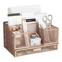 Organizador de mesa BLU MONACO Office Rose Gold com gaveta e acessórios. Organizador de mesa BLU MONACO Office Rose Gold com gaveta e acessórios.